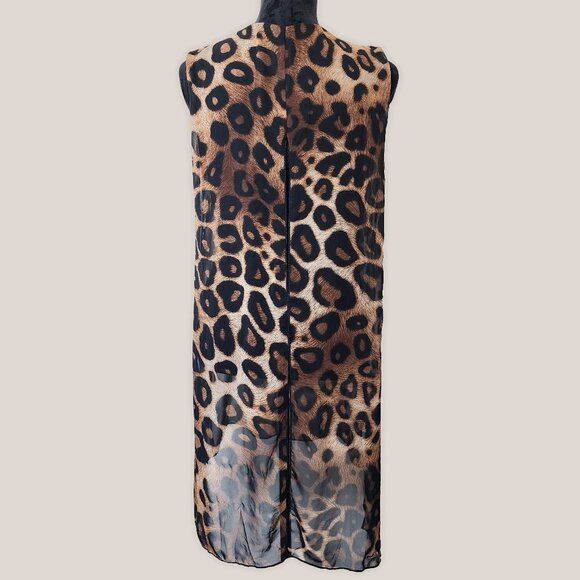 ADELE & MAY Leopard Cheetah Animal Print Top | Sheer Lined Flowy Blouse - Picture 4 of 9